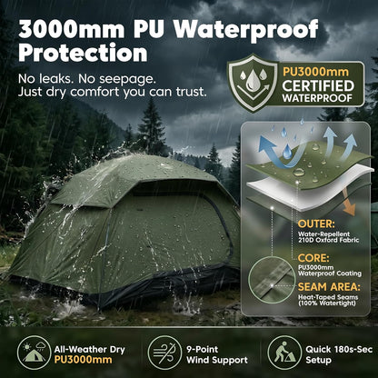 Purebox Camping Telt 4 Personer QBT00082US
