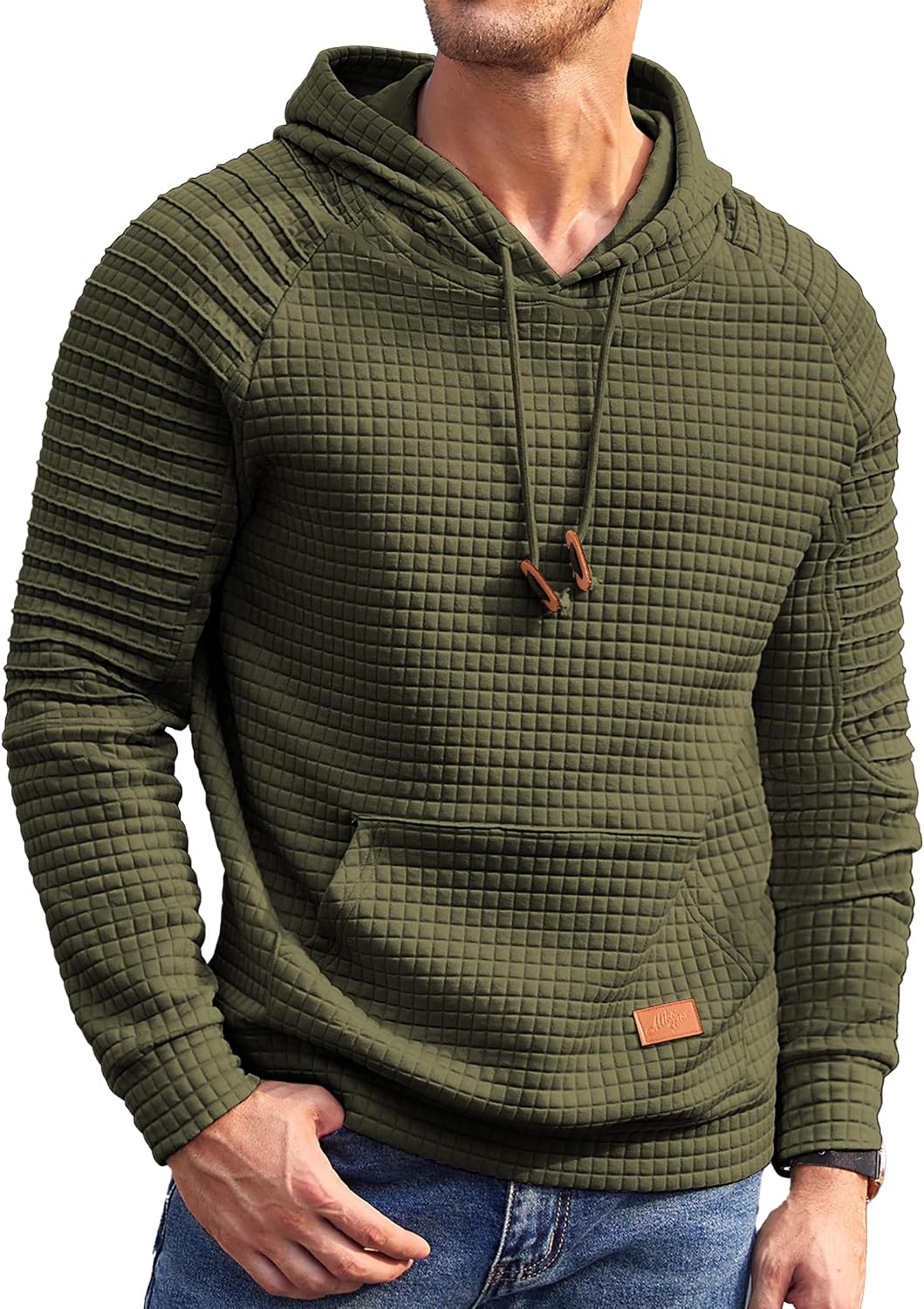 COOFANDY Herre Hættetrøje Pullover Vaffelstrik Casual