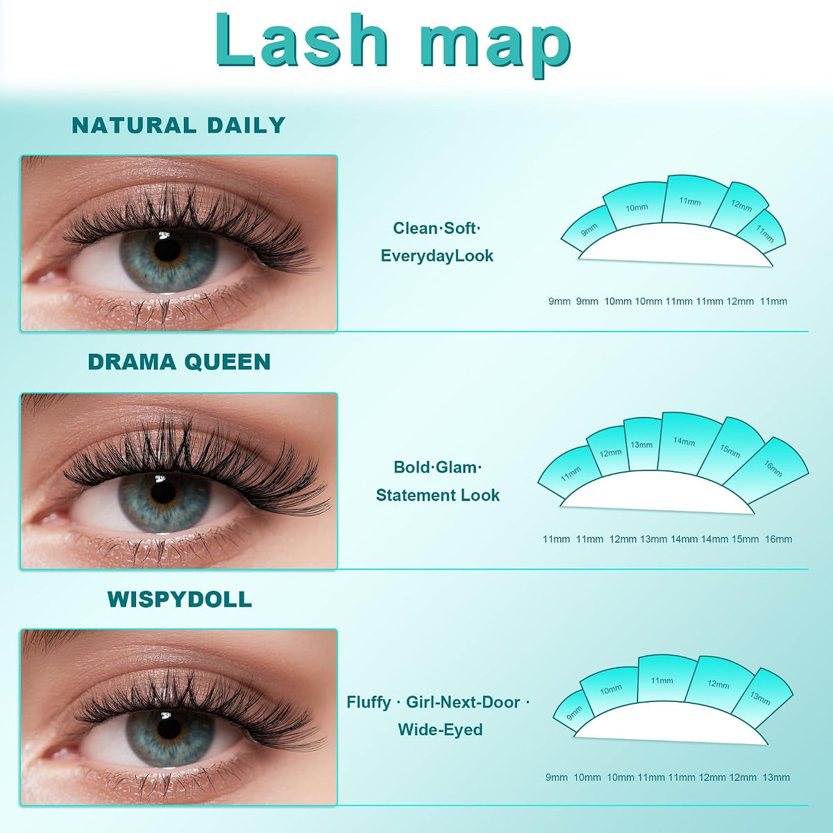 AMZGIRL Lash Clusters Kit Kunstige Øjenvipper til Kvinder