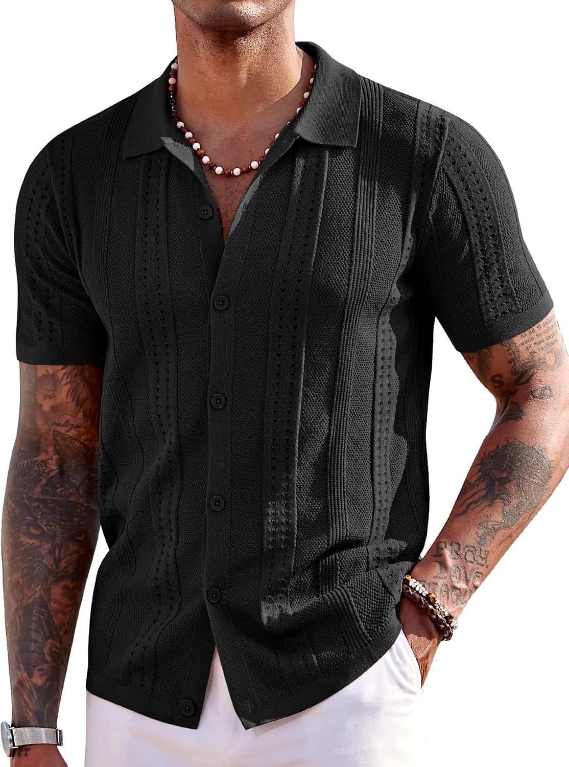 COOFANDY Herre Poloshirt Strikket Kortærmet Ztj009254