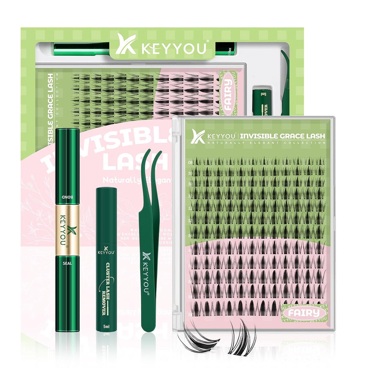 KEYYOU Fairy Lash Clusters Kit Kunstige Øjenvipper til Kvinder