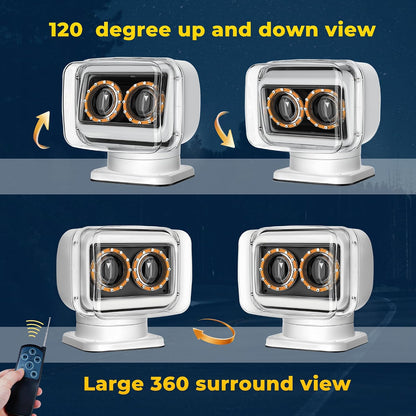 KORKIE Fjernbetjent 360° LED Søgelys til Båd og Lastbil 80W K-011A