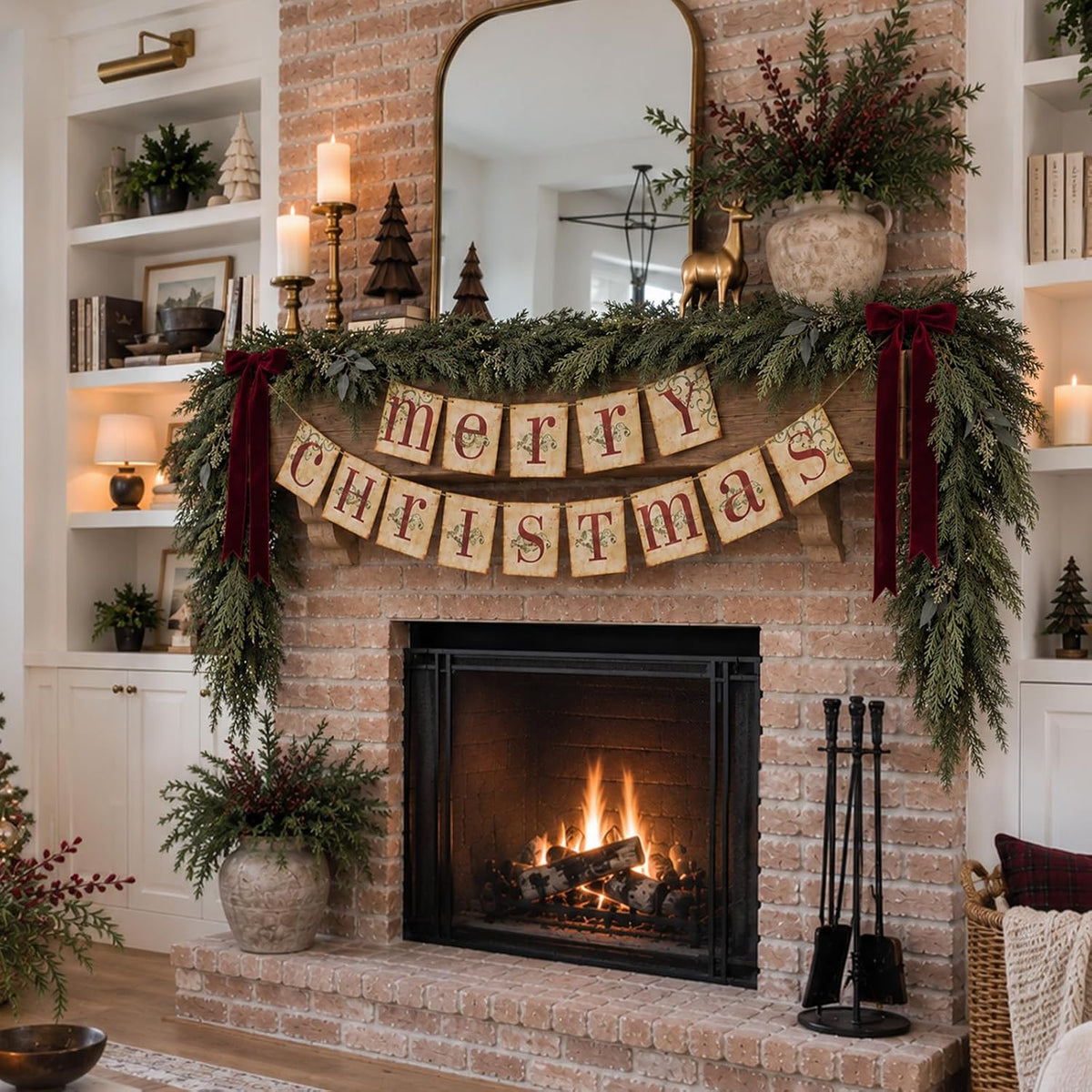 ORIENTAL CHERRY Vintage Merry Christmas Banner MM017
