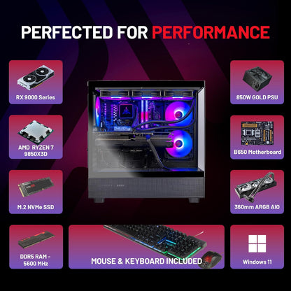 Skytech Azure Gaming PC Ryzen 7 9850X3D RX 9070 XT
