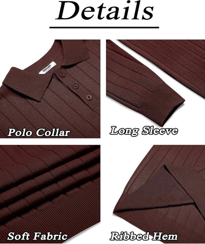 COOFANDY Herre Poloshirt Strik Langærmet Ztj009471