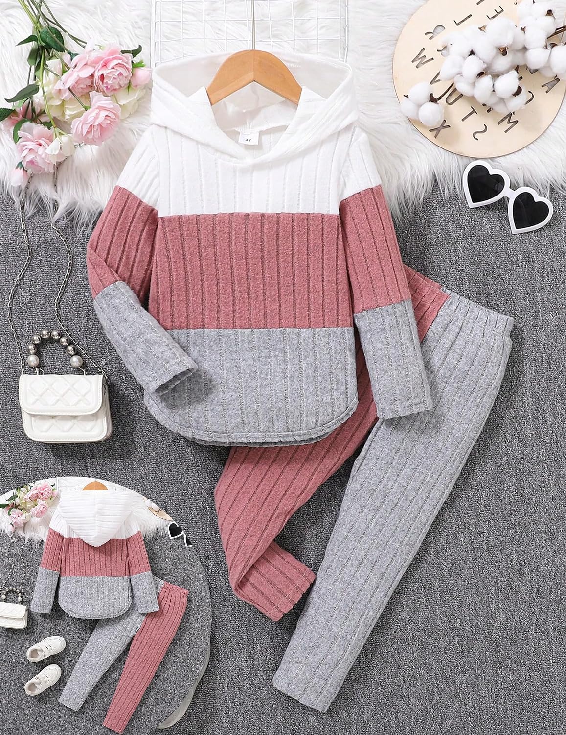Pige Tøjsæt Hættetrøje Sweatshirt Leggings Efterår Vinter