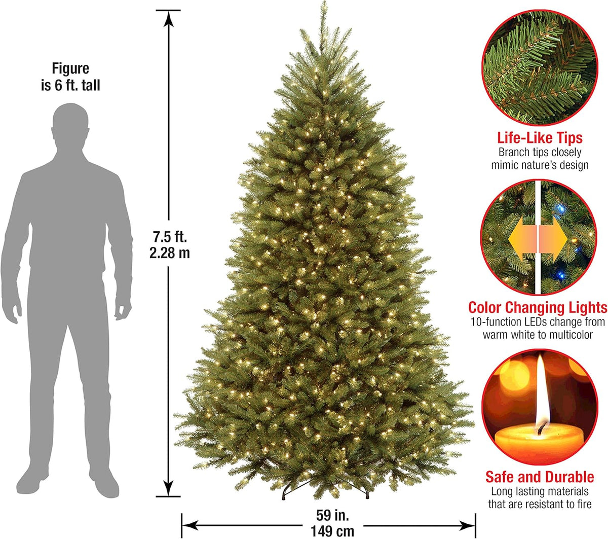 National Tree Company Dunhill Fir Kunstigt Juletræ Med Lys