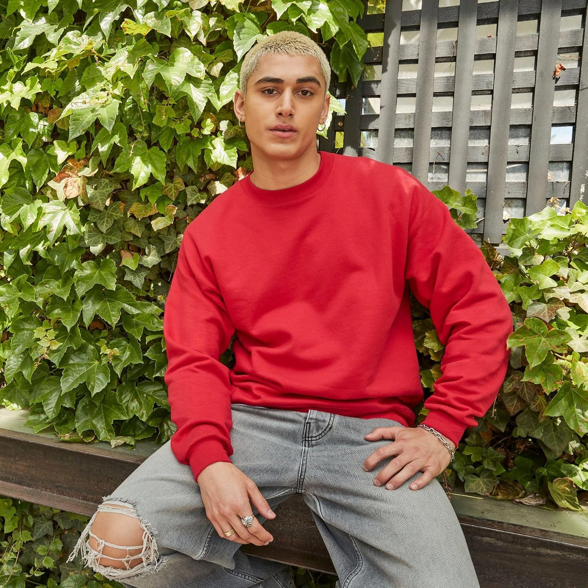 Hanes Herre Sweatshirt EcoSmart Fleece Crewneck AMZ9