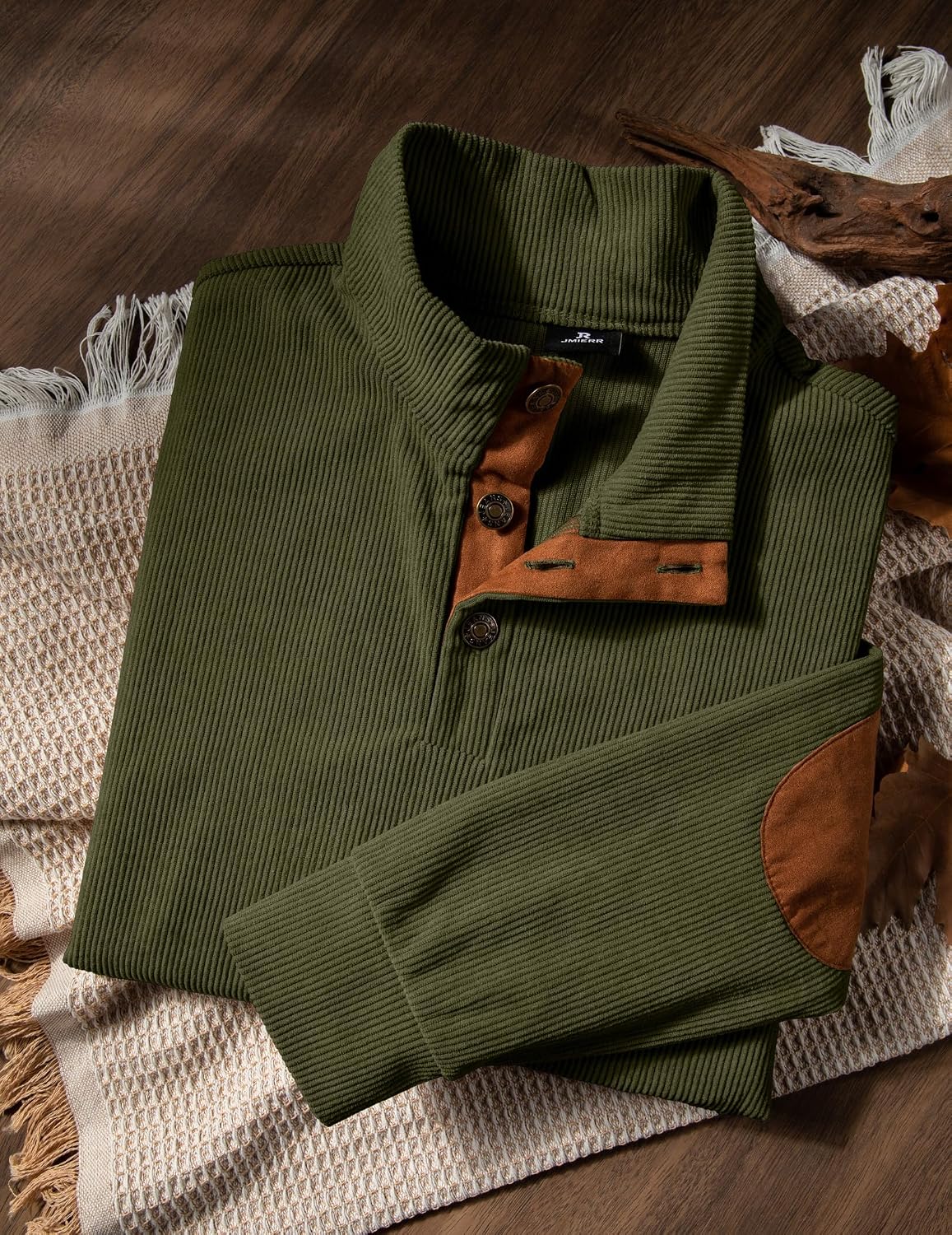 JMIERR Herre Sweatshirt Fløjl Quarter Button Pullover