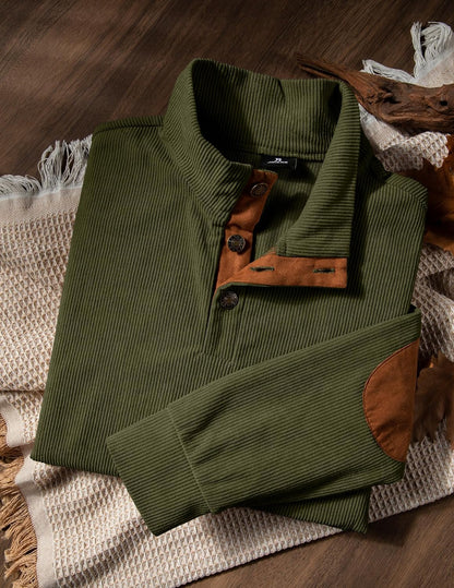 JMIERR Herre Sweatshirt Fløjl Quarter Button Pullover