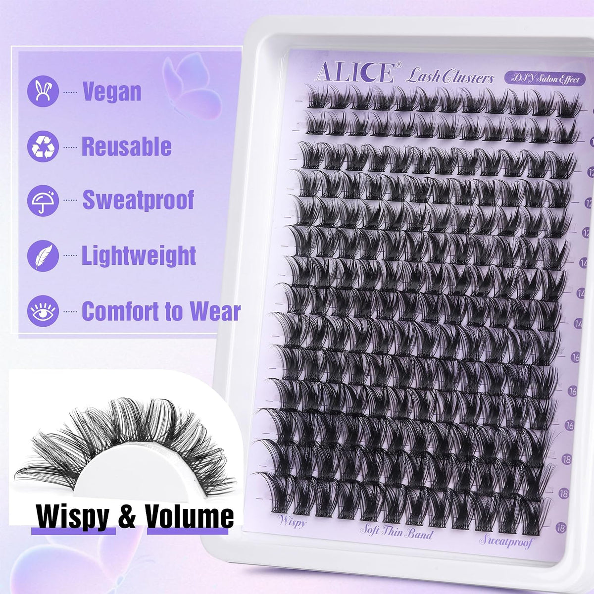 ALICE Wispy Eyelash Clusters 10-18mm 168 Stk