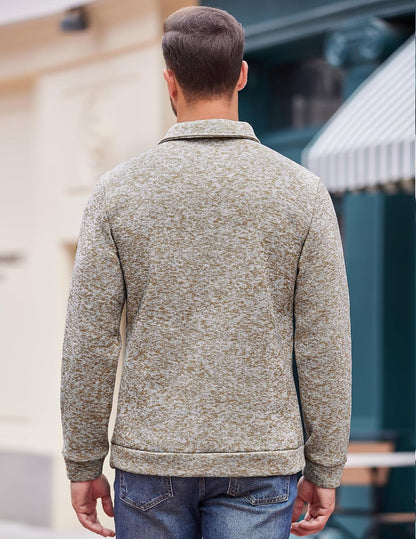 COOFANDY Herre Striktrøje Fleece Pullover Langærmet