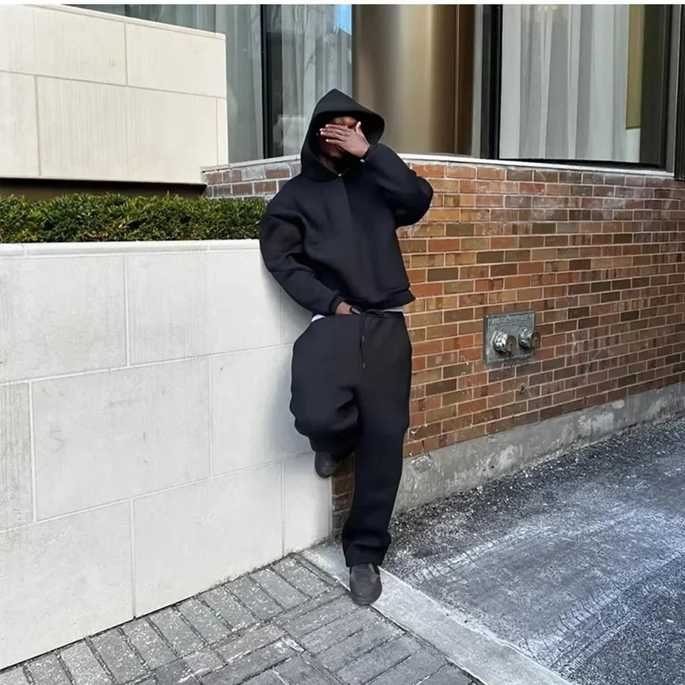 Oversized Hættetrøje og Joggingbukser Sæt til Mænd
