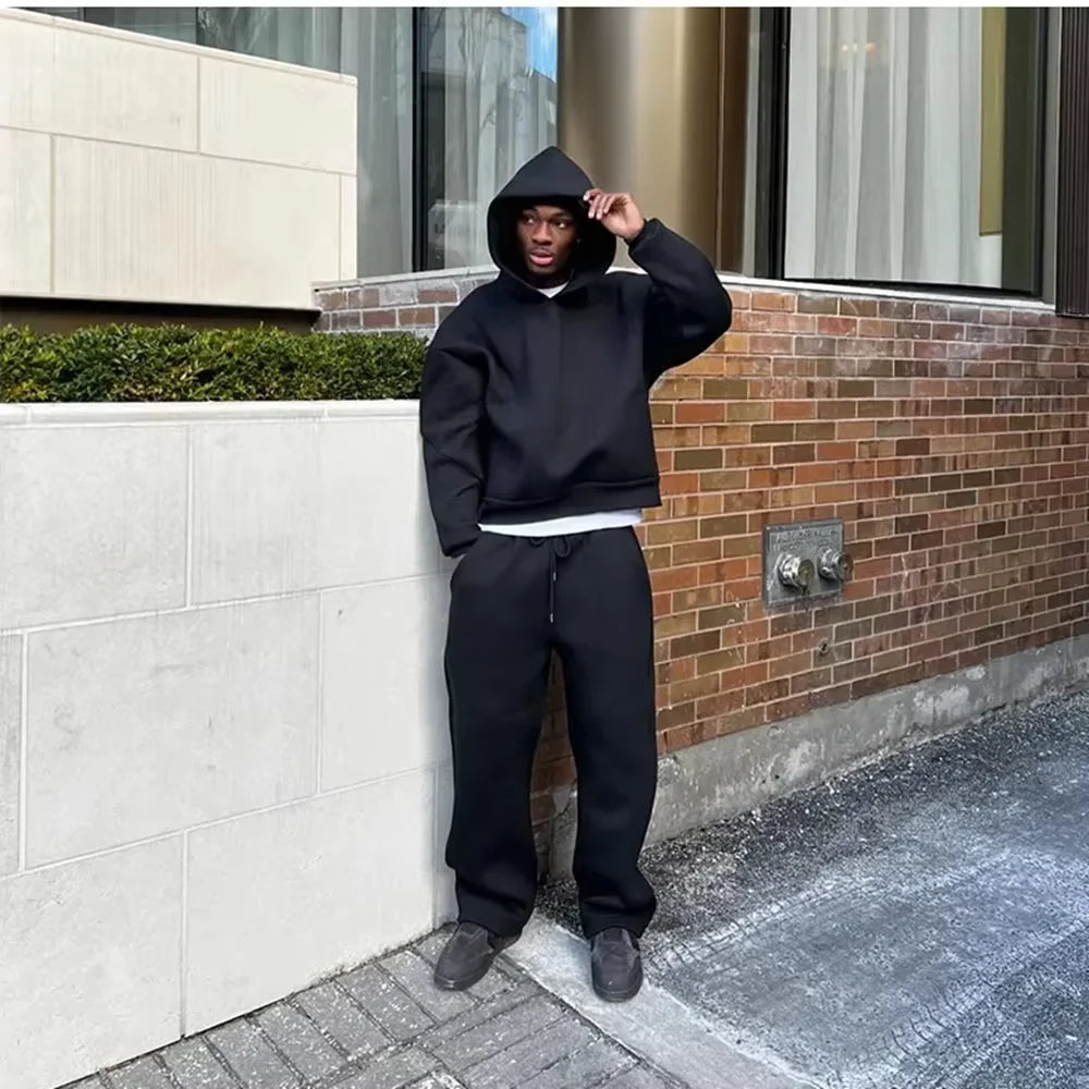 Oversized Hættetrøje og Joggingbukser Sæt til Mænd
