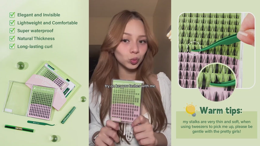 KEYYOU Fairy Lash Clusters Kit Kunstige Øjenvipper til Kvinder