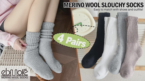 EBMORE Merinould Slouch Strømper til Kvinder 4 Par