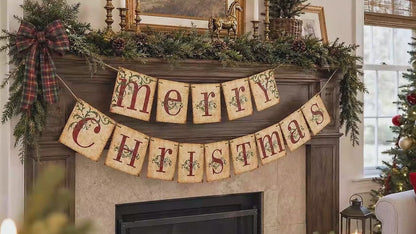 ORIENTAL CHERRY Vintage Merry Christmas Banner MM017